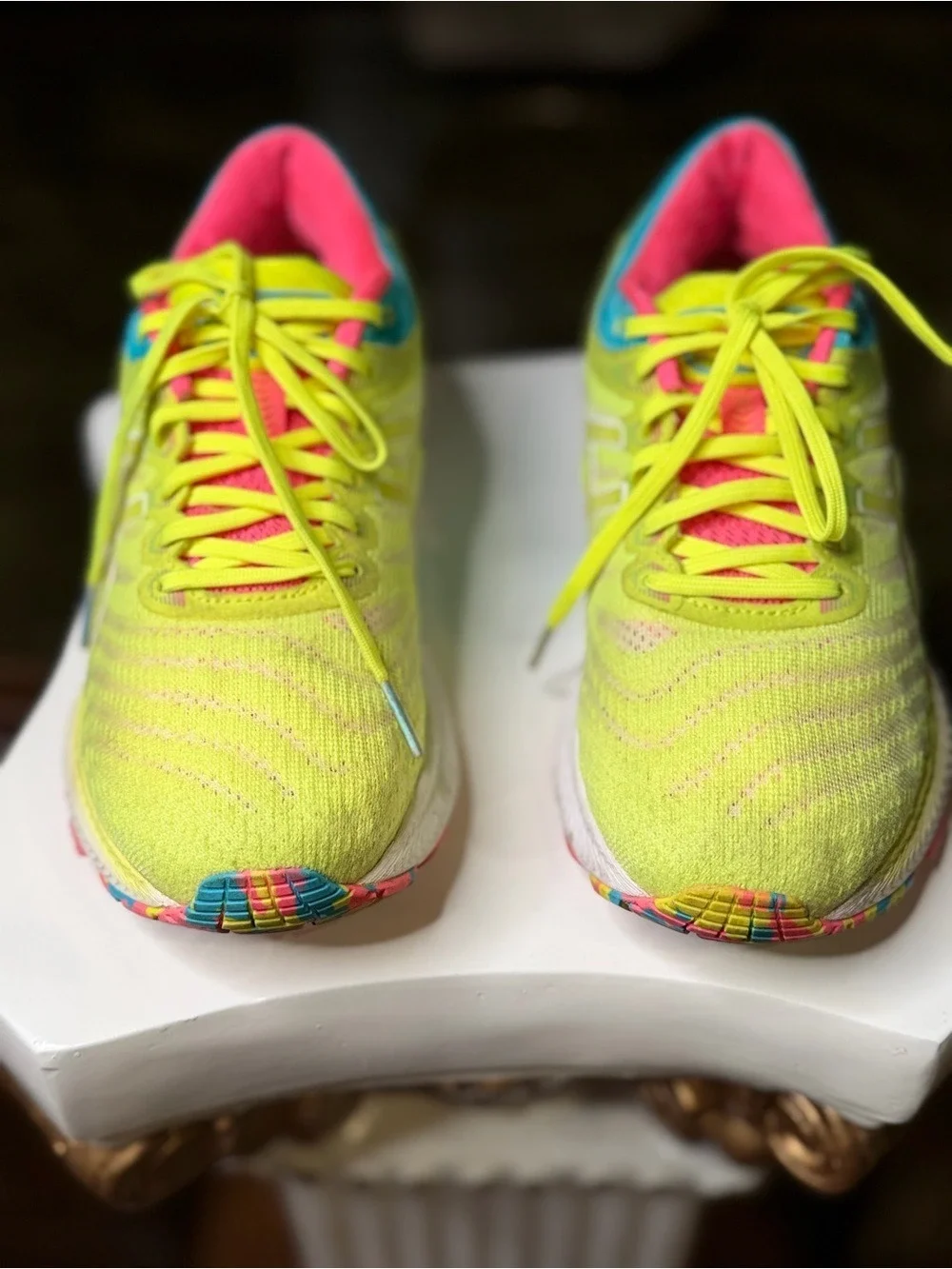 ASICS GEL Nimbus 22 Women's 7.5 Neon Yellow Pink Blue